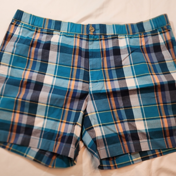 Original Penguin Flat Front Teal Plaid Shorts - Picture 1 of 7